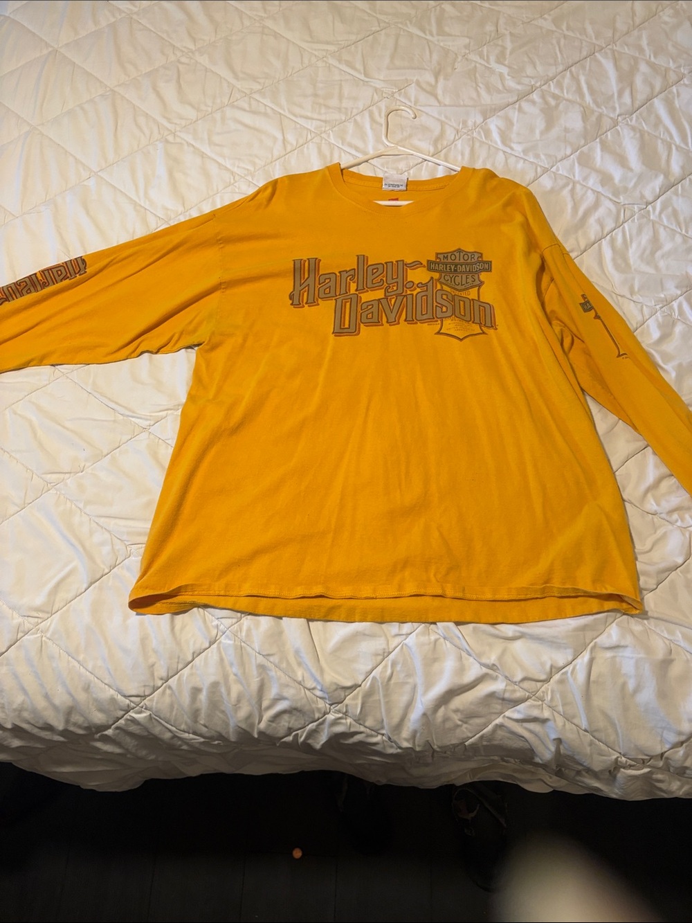 Harley-Davidson Men's Long Sleeve Tee in Mustard Yellow with Logo